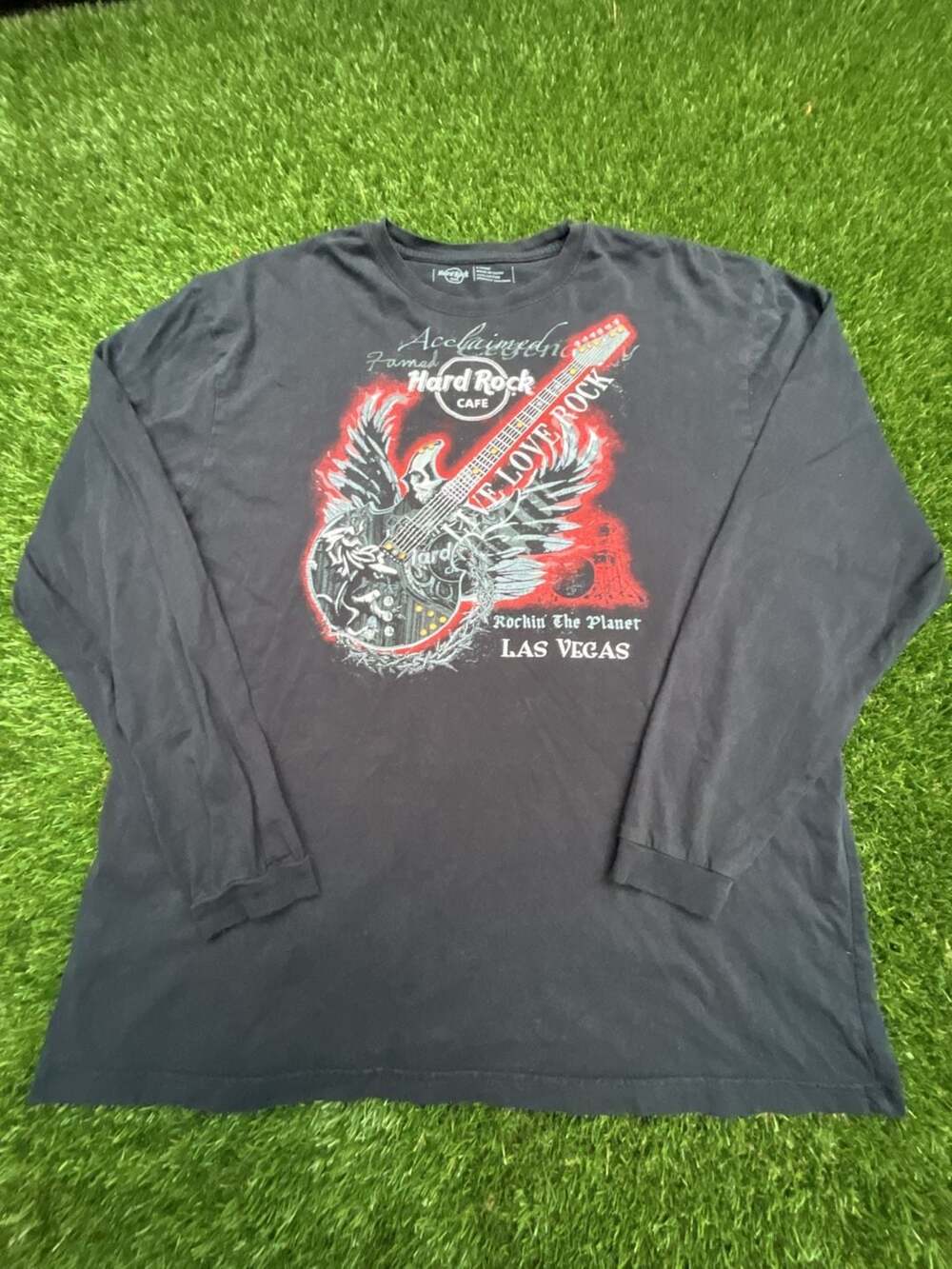 Hard Rock Cafe Las Vegas Live Love Rock Guitar Long Sleeve T-Shirt Black XL